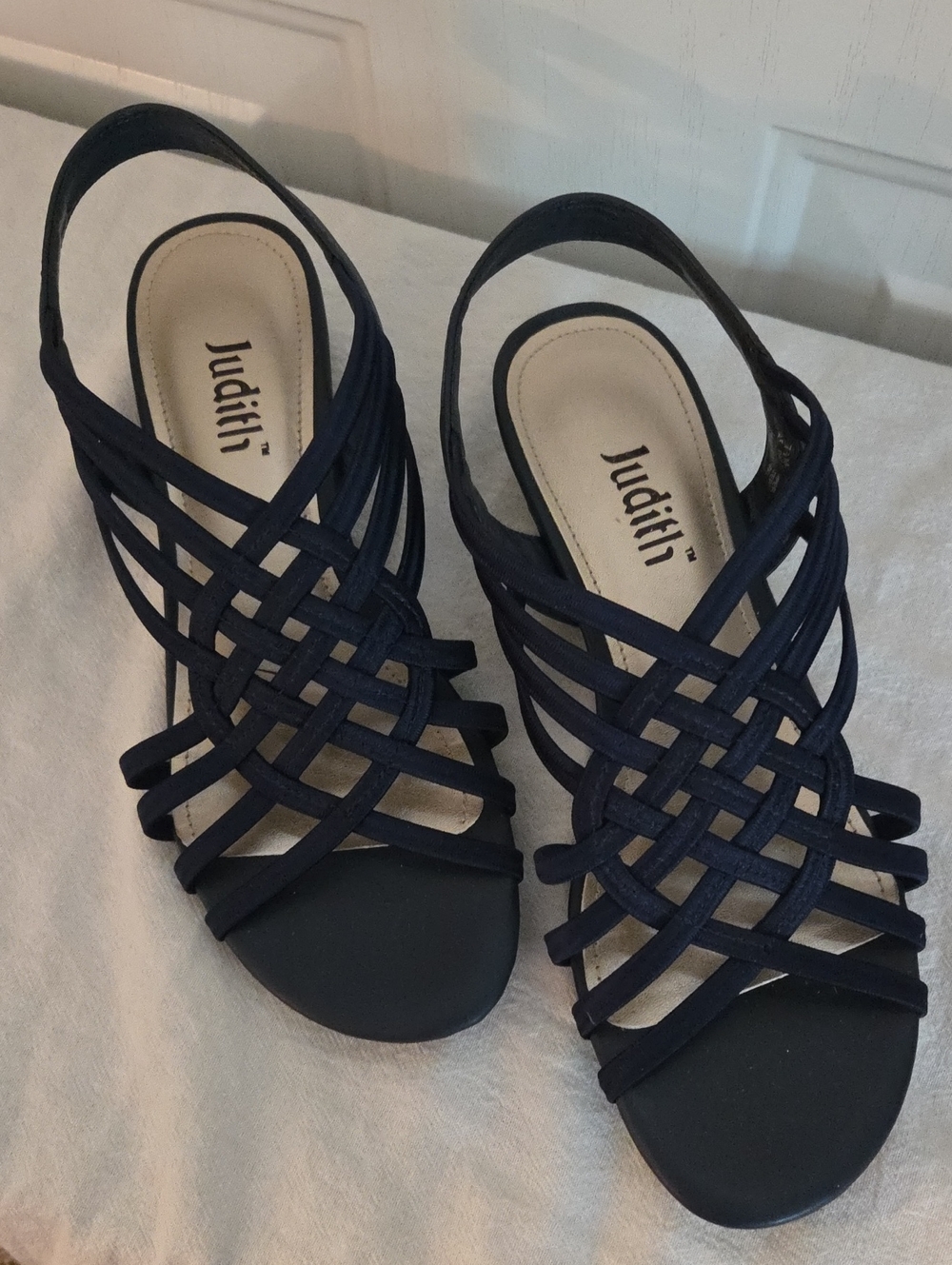 Judith Navy Strappy Women's Slingback Sandals Size 7 1/2 M